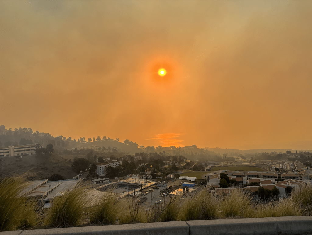 Smoke lingered in the air around Pepperdine. The smell of smoke surrounded campus and ash fell from the sky.